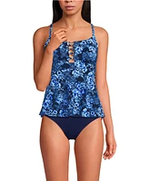Lands' End Women's Lace-up Flutter Tankini Swimsuit Top