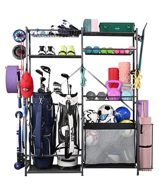 Mythinglogic Golf Accessories Storage Stand, Sports Equipment Organizer for Garage, Home, Gym