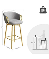 Set of 2 Modern 30 Inch Swivel Bar Stools with Upholstered Seats and Metal Legs Stylish Counter Height Chairs for Kitchen Dining or Home Bar-The Pop H