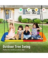60 Inches Platform Tree Swing Outdoor with 2 Hanging Straps
