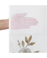 Americanflat 72x75 Hookless Shower Curtain - Floral Gold Grey Shower Curtain with Sheer Panel, Snap-In Liner, and Grommets - 100% Polyester