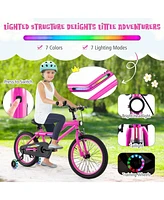 18 Inch Led Lighted Kids Bike with Training Wheels and Headlight for Ages 4-8 Years