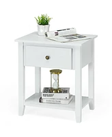Gymax 2PCS Nightstand Sofa End Side Table W/ Storage Drawer Bottom Shelf