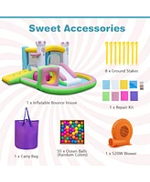 Inflatable Bounce House Bouncy Castle with Slide and Obstacle and Ball Pit without Blower