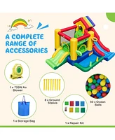 Inflatable Bounce Castle with Double Slides and 735W Blower