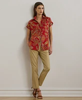 Lauren Ralph Petite Relaxed-Fit Floral Short-Sleeve Shirt