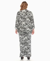 White Mark Plus 2-Piece Floral Print Tunic Top and Pants Set