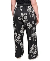 Karl Lagerfeld Paris Plus Flower-Print Wide-Leg Pants