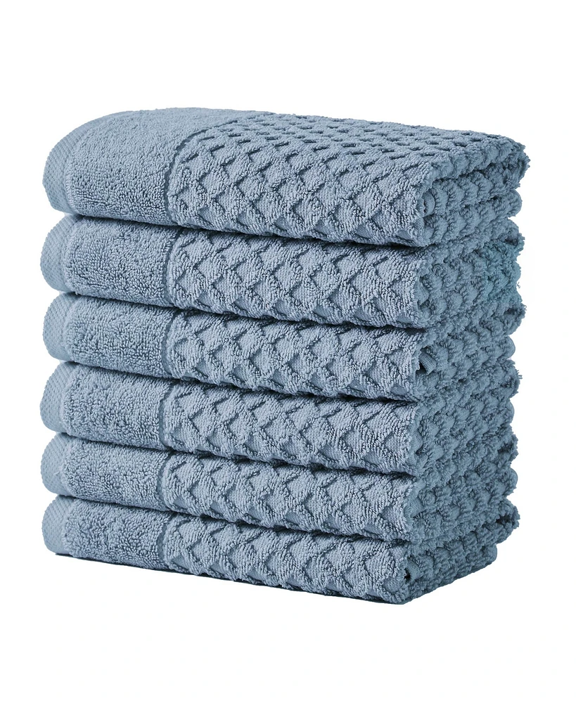 Linery & Co. Quick-Drying Cotton Diamond Waffle Textured 6-Piece Washcloth Set