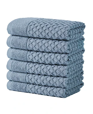 Linery & Co. Quick-Drying Cotton Diamond Waffle Textured 6-Piece Washcloth Set