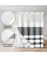 Americanflat 72x75 Hookless Shower Curtain - Abstract Shower Curtain with Sheer Panel, Snap-In