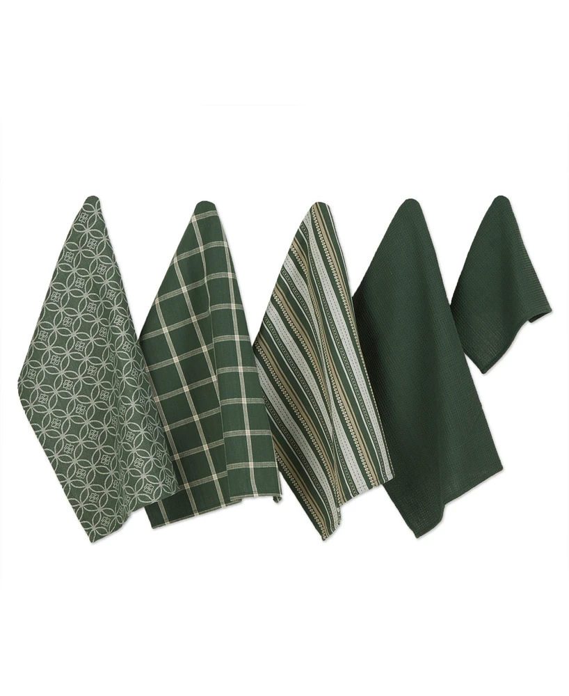 Design Imports Assorted Everyday Dishtowel and Dishcloth, Set of 5