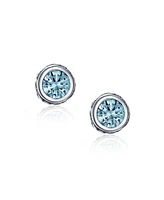 Bling Jewelry Boho Bali Tiny Round Stud Earrings Oxidized .925 Sterling Silver