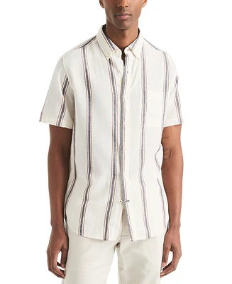 Nautica Men's Short Sleeve Striped Button-Down Shirt