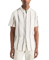 Nautica Men's Short Sleeve Striped Button-Down Shirt