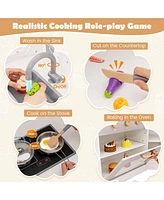 Corner Kids Play Kitchen with Washing Machine and Ice Maker Gift for Boys Girls