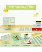 Kids Wooden Supermarket Play Toy Set with Checkout Counter