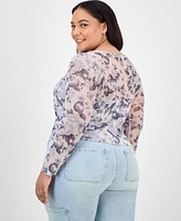 Full Circle Trends Trendy Plus Square-Neck Floral-Print Top