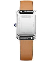 Baume & Mercier Women's Swiss Hampton Black Leather Strap Watch 35x22mm