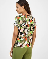 Ak Anne Klein Petite Floral-Print Top