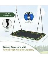 60 Inches Platform Tree Swing Outdoor with 2 Hanging Straps