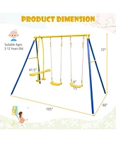 Metal Swing Set for Backyard with 2 Swing Seats and 2 Glider Seats