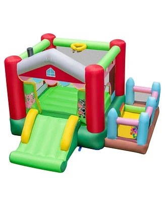4-in-1 Inflatable Bounce House with Basketball Hoop and 480W Blower
