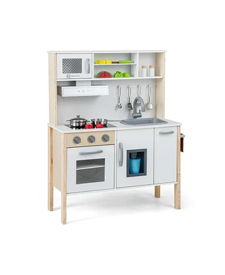 Wooden Pretend Play Kitchen Set for Toddlers
