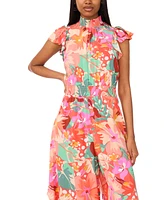 Msk Women's Smocked Waist Printed Wide-Leg Jumpsuit