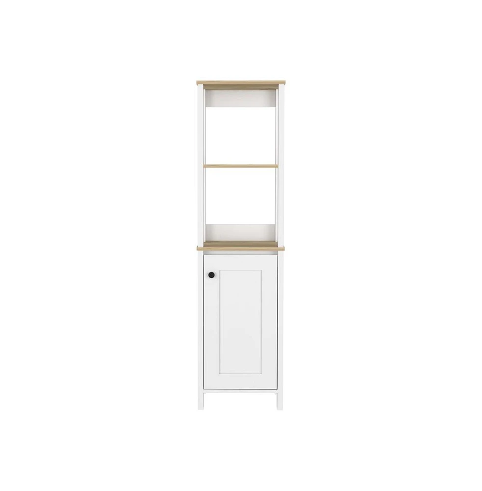 Depot E-shop New Haven Linen Single Door Cabinet, Two Interior Shelves, Two Open Shelves