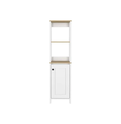 Depot E-shop New Haven Linen Single Door Cabinet, Two Interior Shelves, Two Open Shelves