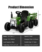 12V Ride on Tractor with 3-Gear-Shift Ground Loader for Kids 3+ Years Old