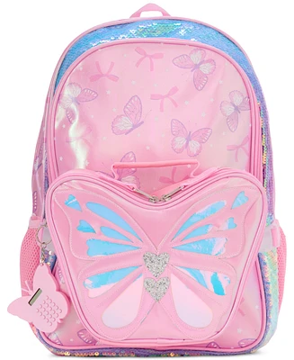 InMocean Big Girls Butterfly Backpack, Keychain & Lunch Bag Set
