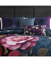 Bebejan Vibrant Flora Bedding 100% Cotton Sateen 5 Piece King Size Reversible Comforter Set