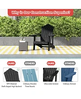 Gymax Patio Hips Outdoor Weather Resistant Slatted Chair Adirondack w/ Cup Holder