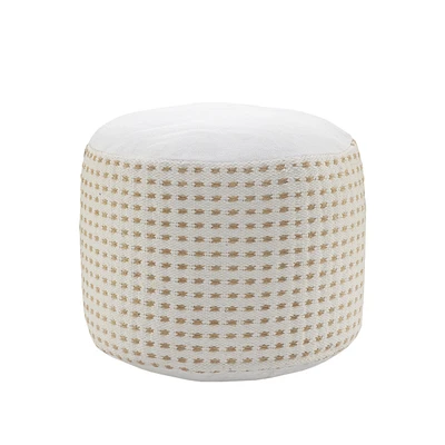 Jute Round Geometric Pouf Ottoman for Living Room and Bedroom