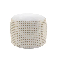 Jute Round Geometric Pouf Ottoman for Living Room and Bedroom