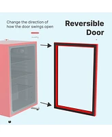 SnowLion Premium 131L Beverage Refrigerator 4.6 Cu.ft. Freestanding Mini Fridge With Glass Door in