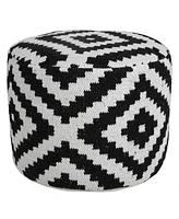 18" Black Cotton Blend Ottoman