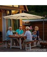 Gymax 10 Ft Offset Patio Umbrella Solar Powered Cantilever w/ 112 Led Lights