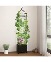 Hips Raised Garden Bed Poly Wood Elevated Planter Box-Black