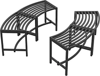 Metal Curved Bench Set of 4, Black Metal Outdoor Stool Chair, Outdoor Fire Pit Seating,Camping chair, Steel Backless