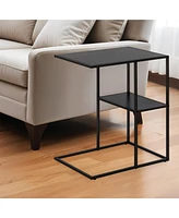 Industrial Metal Side Table with Lower Shelf – Compact Steel Design