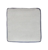 18" Natural and Navy Blue Cotton Medallion Pouf Ottoman