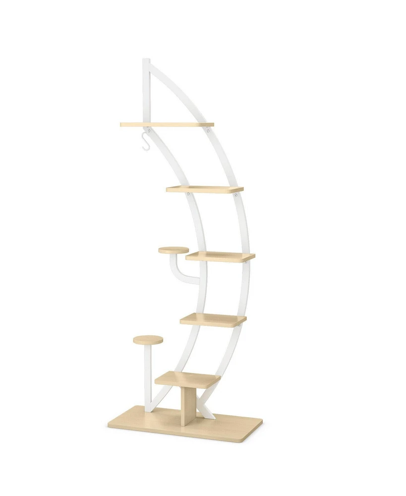 6-Tier 9 Potted Metal Plant Stand Holder Display Shelf with Hook