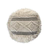 Round Wool Ottoman for Comfortable Footrest and Living Room Seating