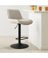 Set of 2 Adjustable Fabric Bar Stools, 360° Swivel Height Chairs with Footrest for Kitchen Island-Maison Boucle