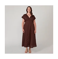 Estelle Aubrey V-Neck Midi Dress