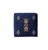 18" Blue Polyester Blend Ottoman