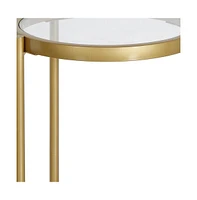 Round End Table with Glass Top and Steel Legs – Contemporary Accent Table for Any Room